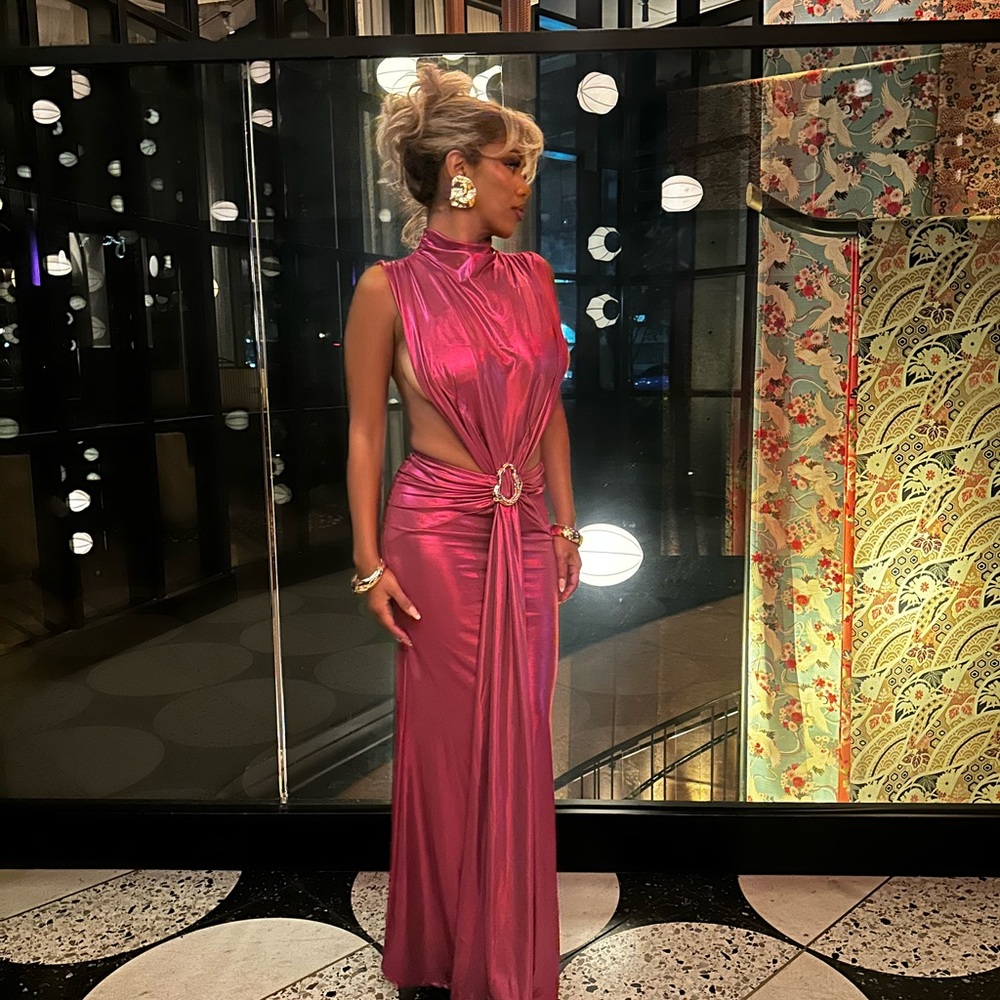 SOLD❗️Sexy Metallic Pink Evening Dress